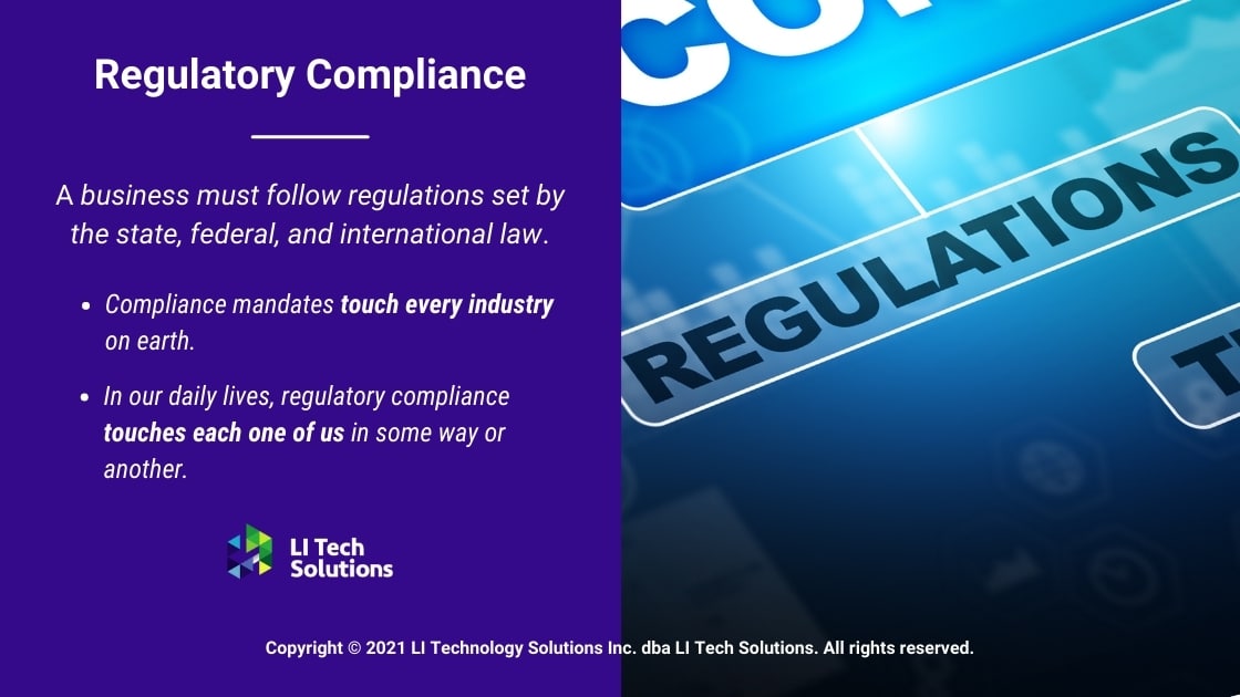 Callout 1- Regulations word on blue virtual screen Title: Regulatory Compliance