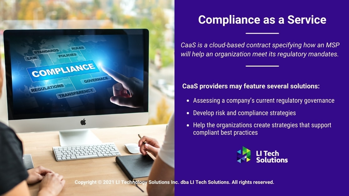 Callout 2- computer screen with Compliance word in white letters - Title: Compliance as a Service