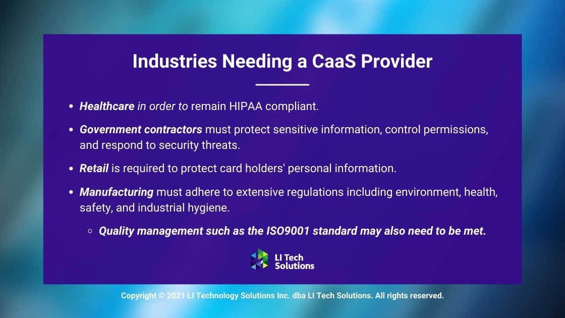 Callout 3- blurred blue background- Title: Industries Needing a CaaS Provider