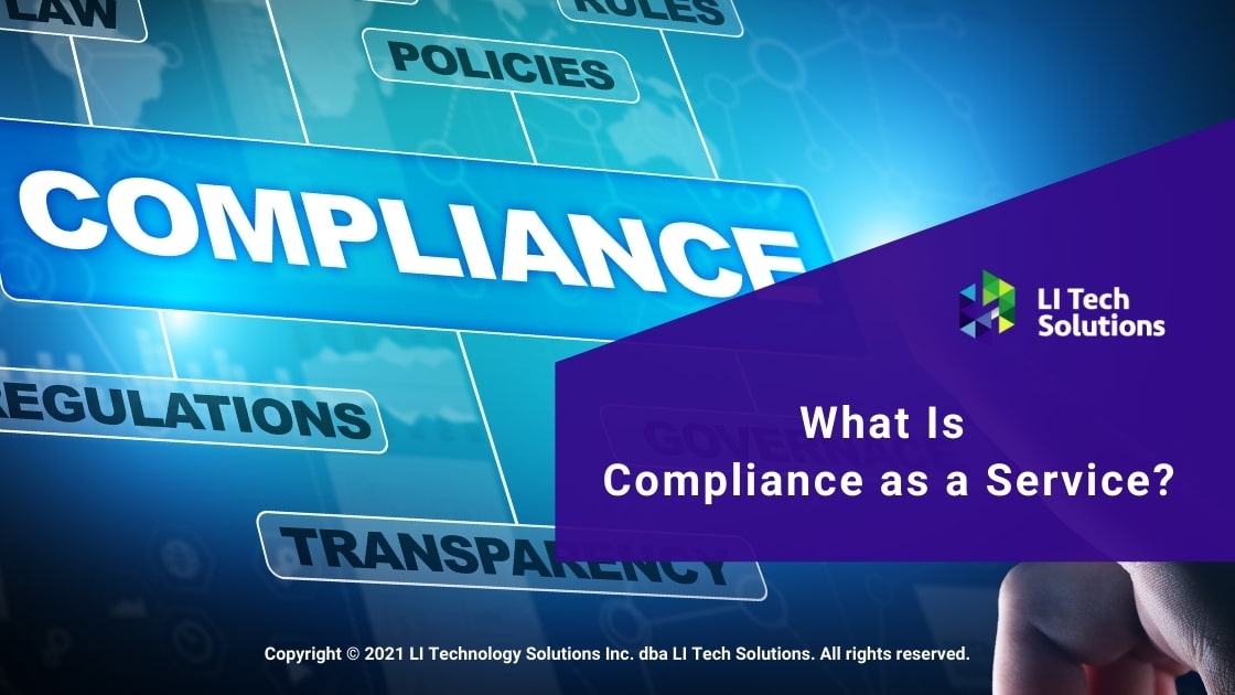Blue audit diagram on virtual screen with Compliance in white letters- Title: What Is Compliance as Service?