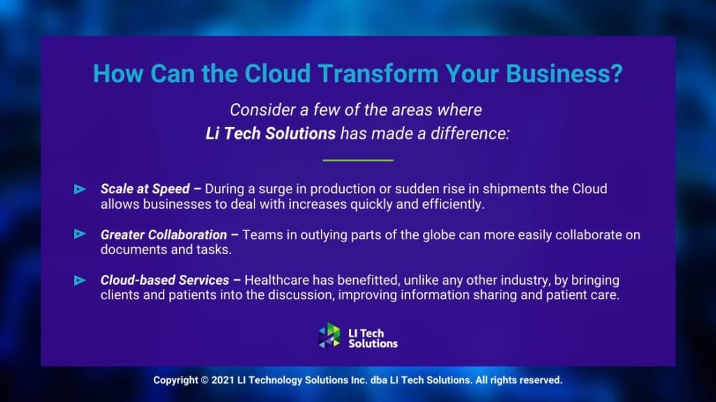 Callout 1- Blurred background - How Can the Cloud Transform Your Business - 3 bullet points