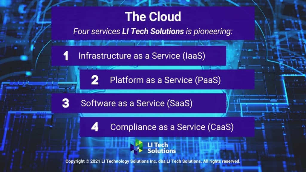 Callout 3- blue cloud computing concept- Title: The Cloud - 4 services LI Tech Solutions is Pioneering