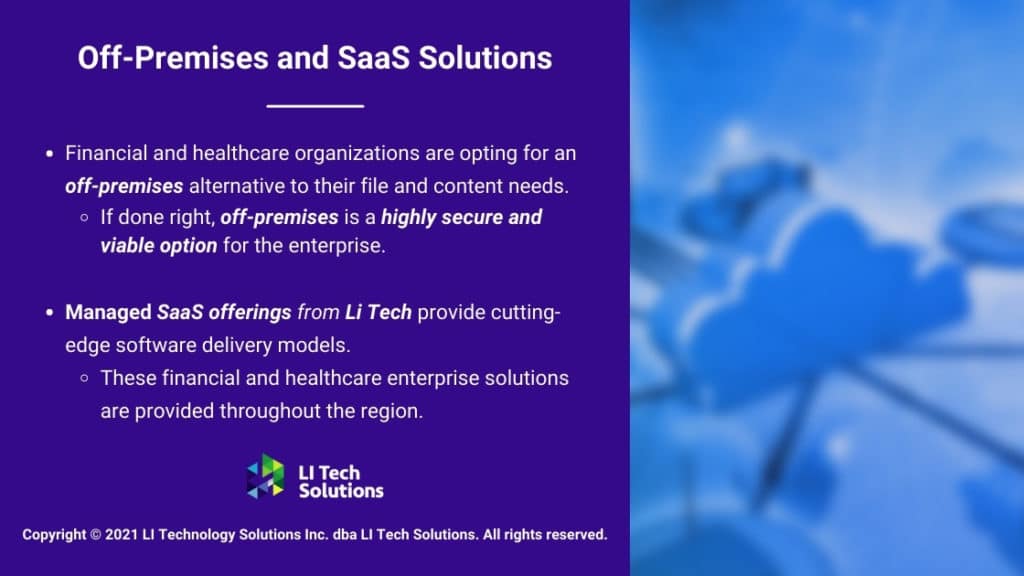Callout 1- Off-Premises and SaaS Solutions title with two bullet points
