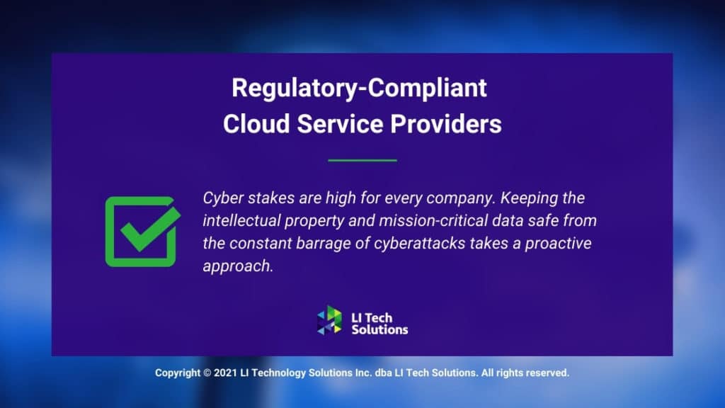 Callout 2- Regulatory-Compliant Cloud Service Providers title with text on blurred blue background