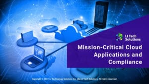 Featured: Mission-Critical Cloud Applications and Compliance title on blue cloud computing concept background