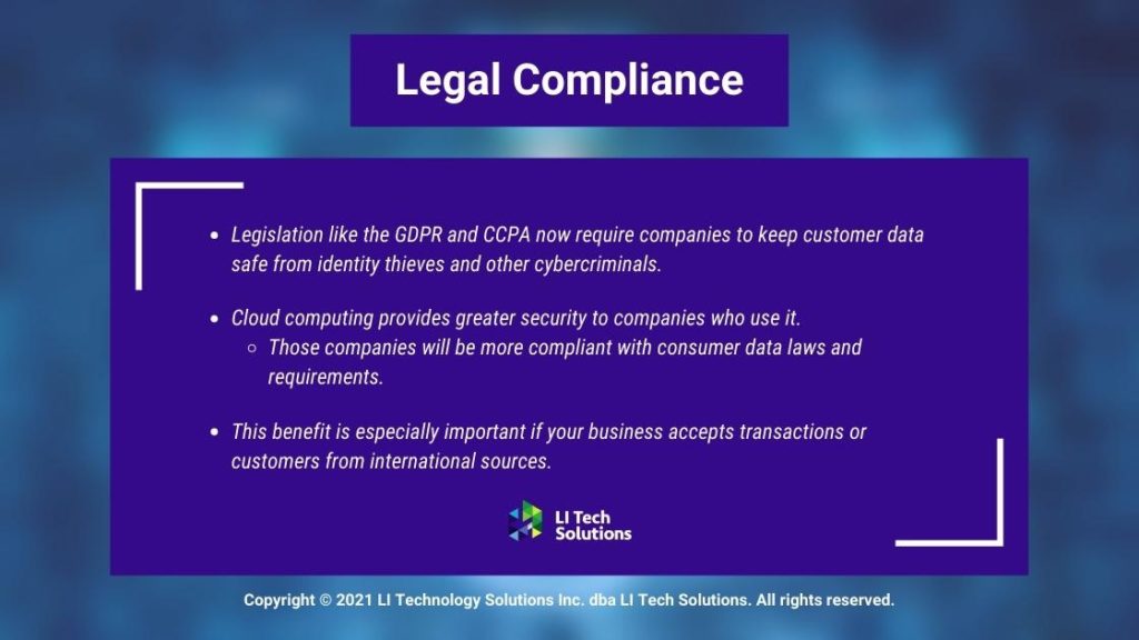 Callout 2- Legal Compliance - three bullet points on blurred background