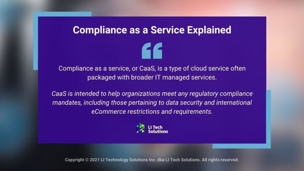 Callout 1- blurred background- Compliance as a Service Explained- quote from article