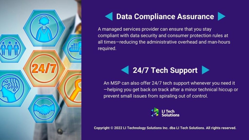 Callout 3- managed services virtual touchscreen- 2 benefits listed: Data Compliance Assurance, 24/7 Tech Support
