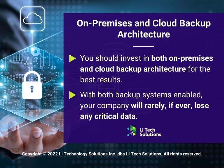 Callout 2: Cloud backup with padlock icon - On-premises and cloud backup architecture - 2 points from text