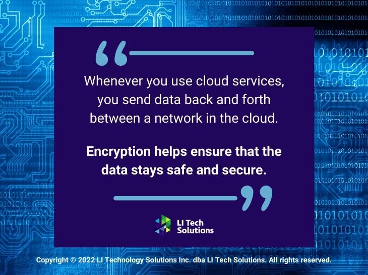 Callout 1: Blue digital data security - Encryption helps ensure data stays safe and secure in a secure cloud environment