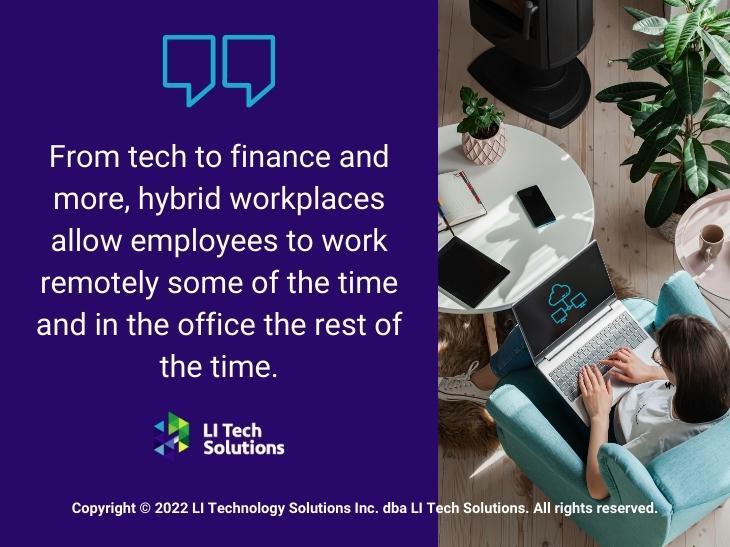 Callout 1: Hybrid employee working at home on laptop - Hybrid workplace definition quote from text