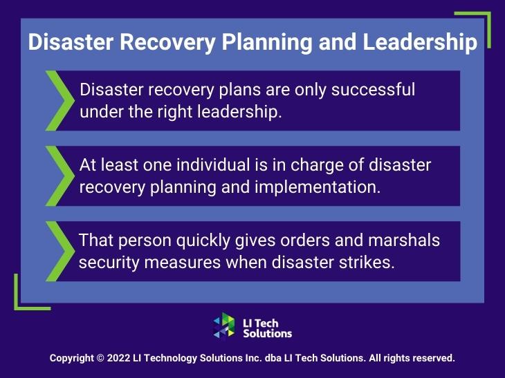 Callout 3: Disaster recovery planning and leadership- 3 facts given