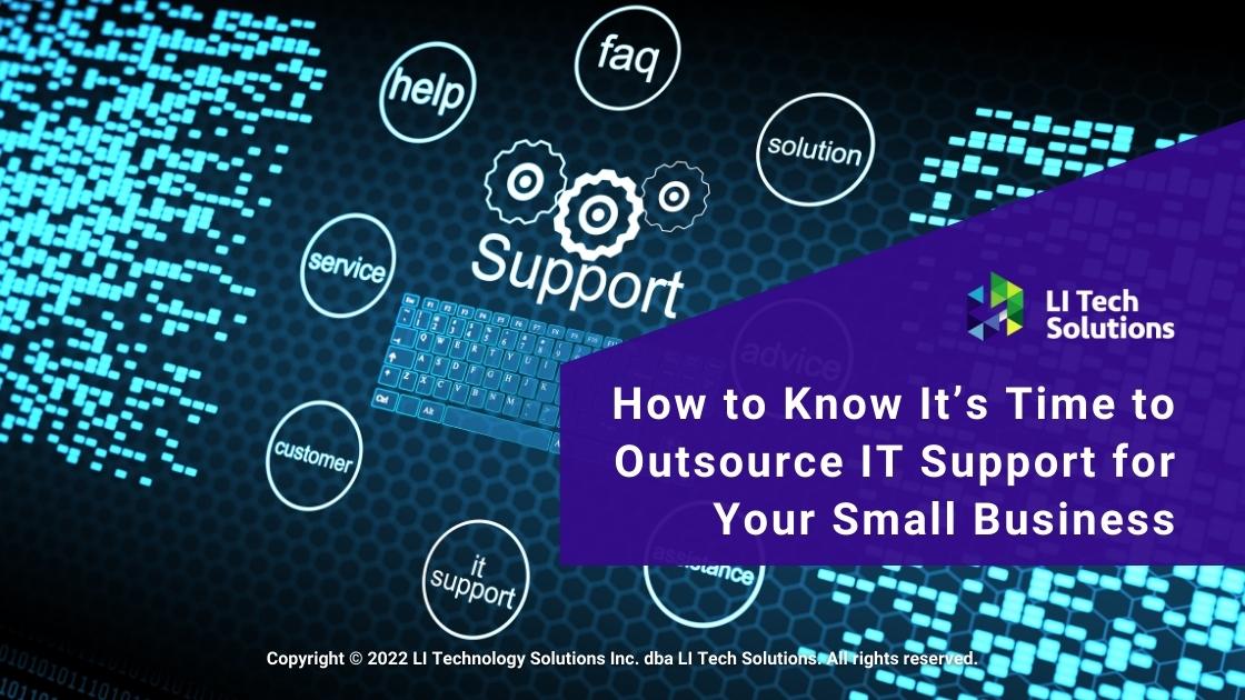 Featured: IT Support abstract with text gears symbols - How to Know It's Time to Outsource IT Support for Your Small Business