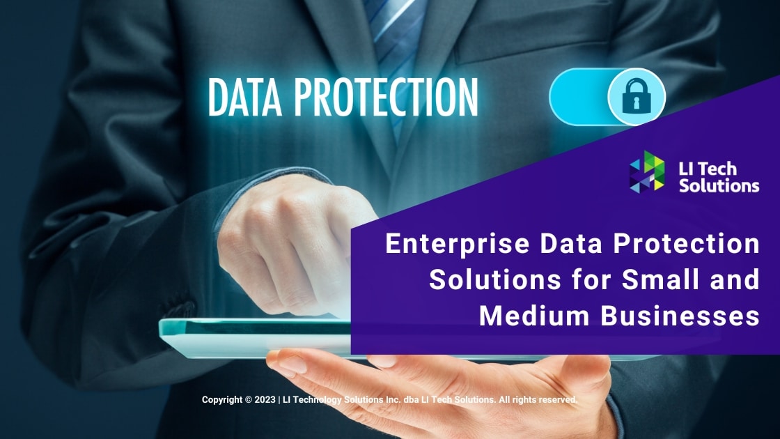 Featured: Businessman clicks on button to activate data protection- Enterprise Data Protection Solutions for Small and Medium Businesses