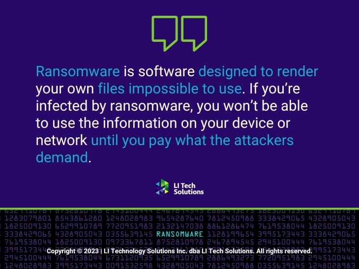 Callout 1: Quote from text about ransomware design to render files impossible to use