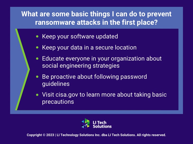 Callout 2: What are basic things I can do to prevent ransomware attacks? - 5 actions listed