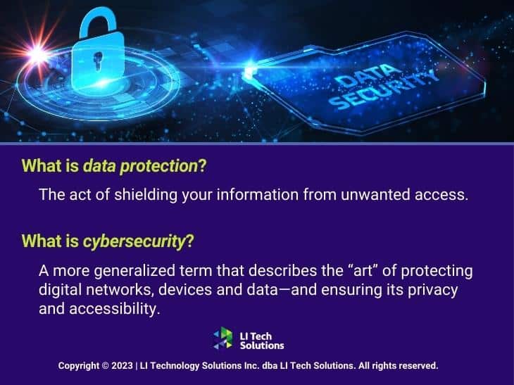 Callout 2: Data security concept- What is data protection? What is cybersecurity? definitions given