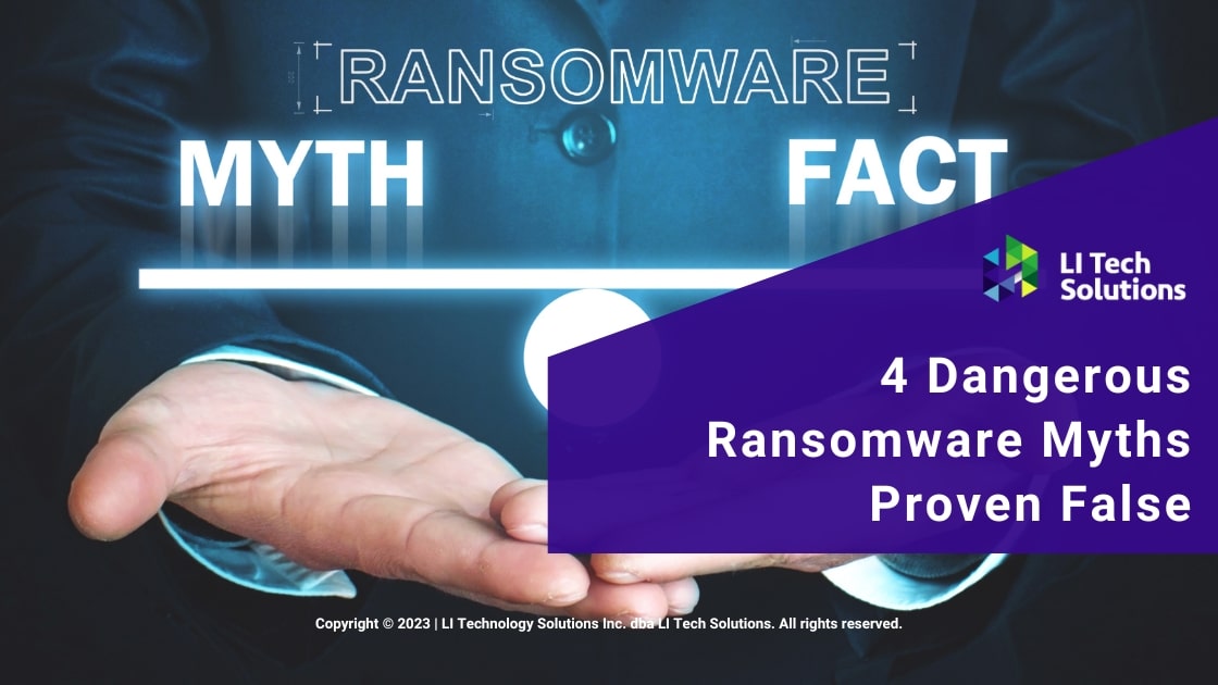 Featured: Man holding Myth and Fact balance scale- 4 dangerous ransomware myths proven false