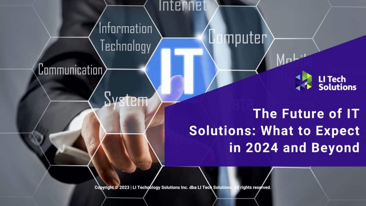 Featured: IT consultant presenting information technology tag cloud- The Future of IT Solutions: What to expect in 2024 and beyond
