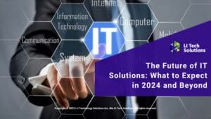 Featured: IT consultant presenting information technology tag cloud- The Future of IT Solutions: What to expect in 2024 and beyond