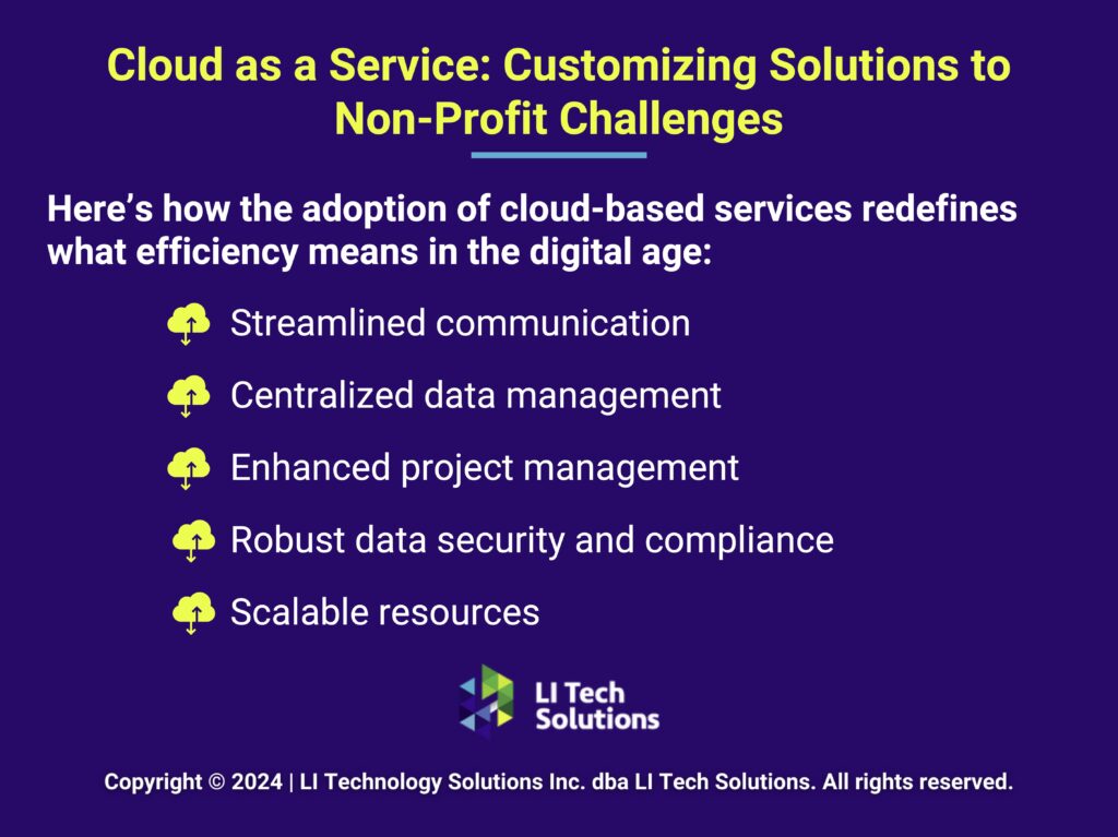 Callout 2: Cloud as a Service: Customizing solutions to non-profit challenges- five benefits listed