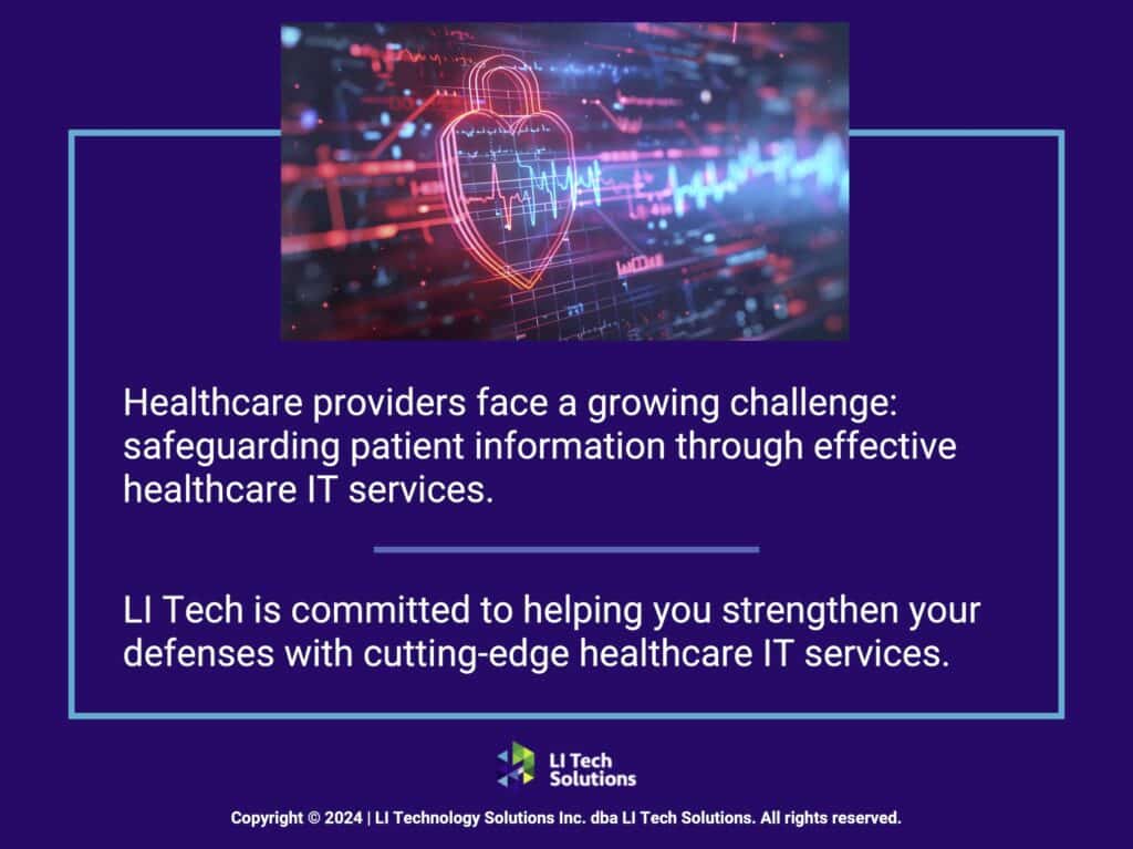 Callout 1: Digital security heart lock with heartbeat graphics- Healthcare provides challenge with safeguarding patient information