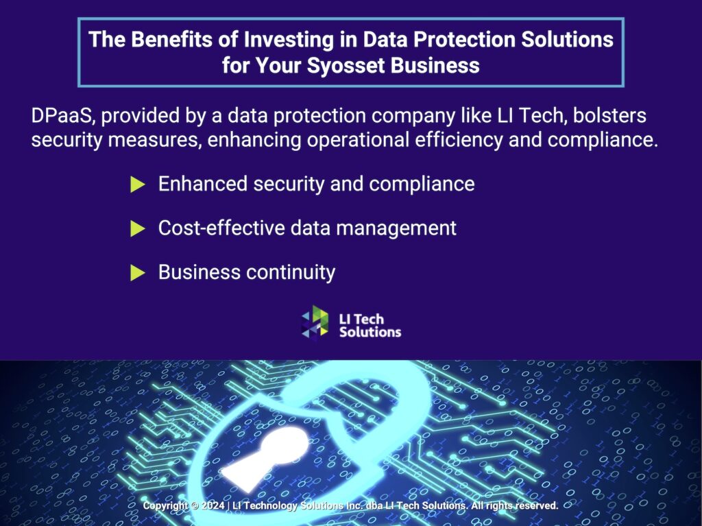 Callout 2: Data protection with lock icon- 3 benefits of data protection services for Syosset businesses