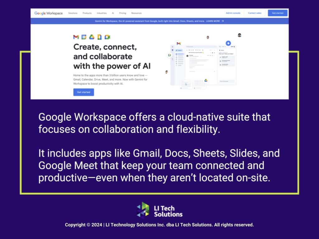 Callout 2: Screenshot of Google Workspace with app icons- Google Workspace- 2 facts