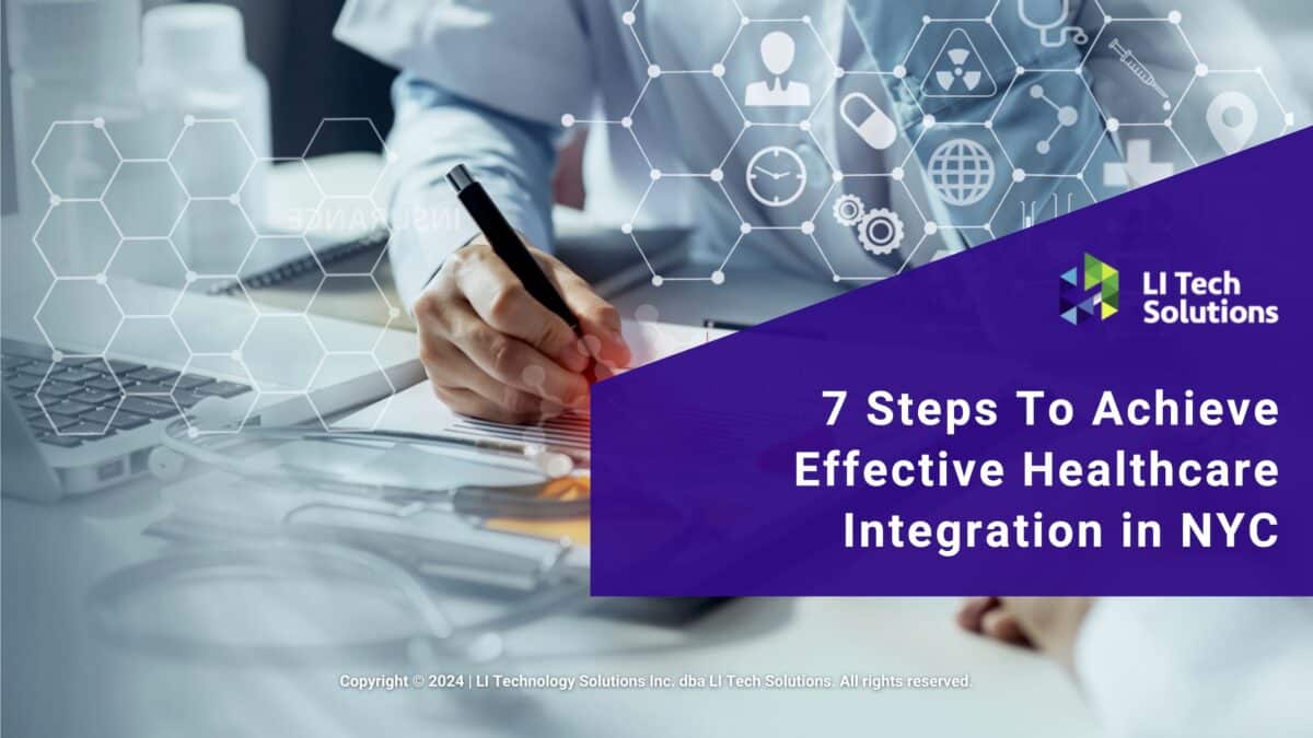 Featured: Doctor working on virtual interface. 7 Steps to Achieve Effective Healthcare Integration in NYC.