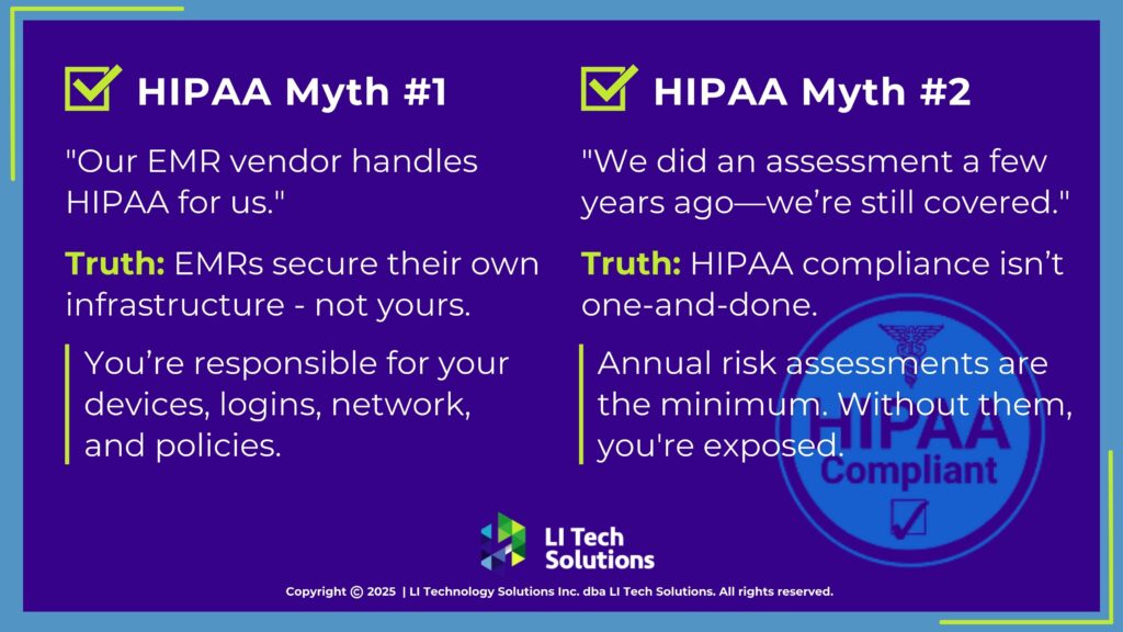 HIPAA myths #1, #2- HIPAA icon on background.