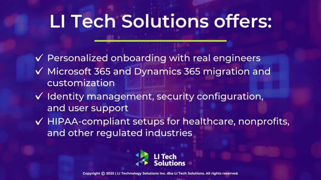 LI Tech Solutions offers services as a Microsoft business partner.